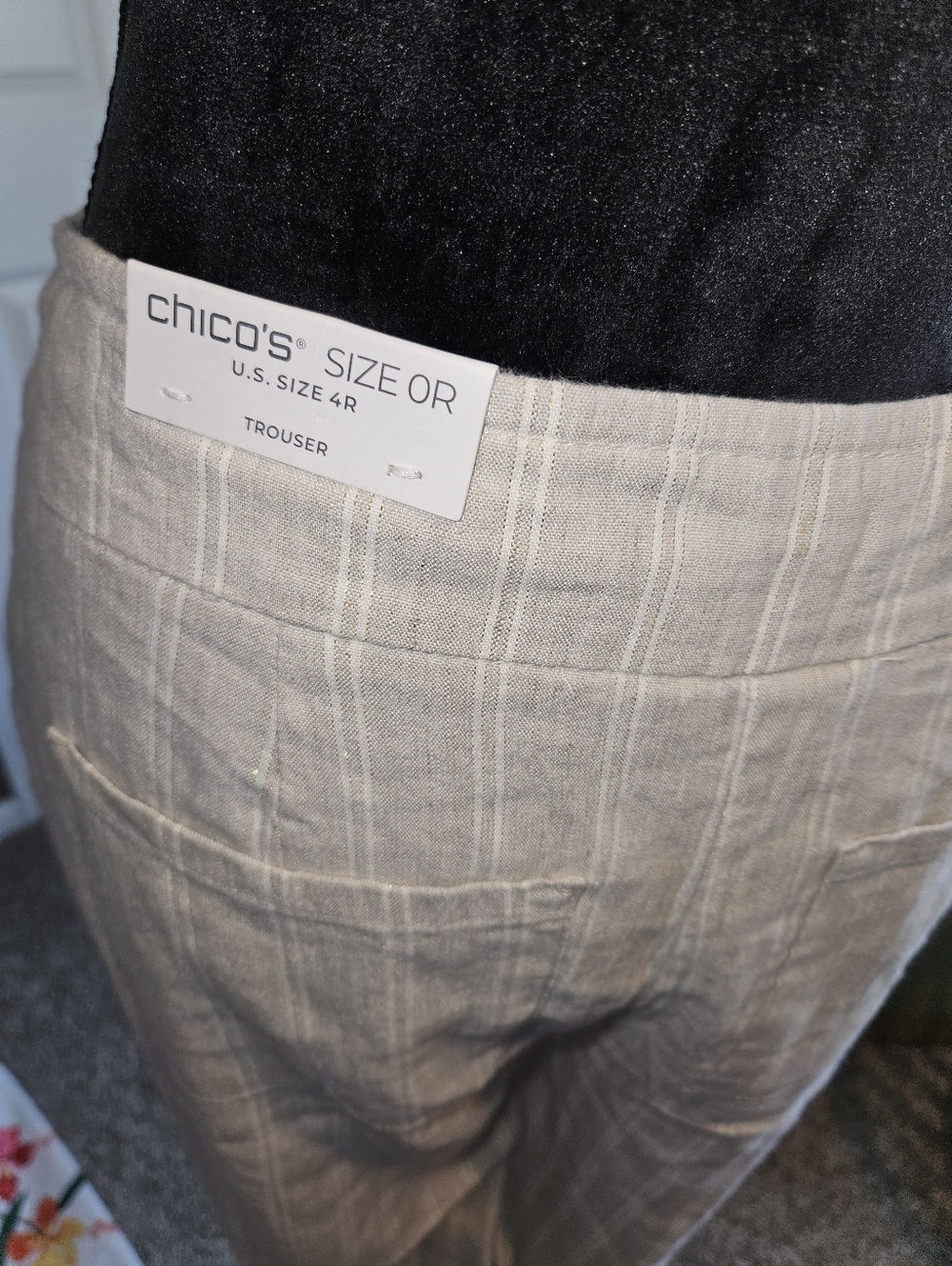 Neutral Striped Wide-Leg Women's Pants - Cream - Picture 3 of 6